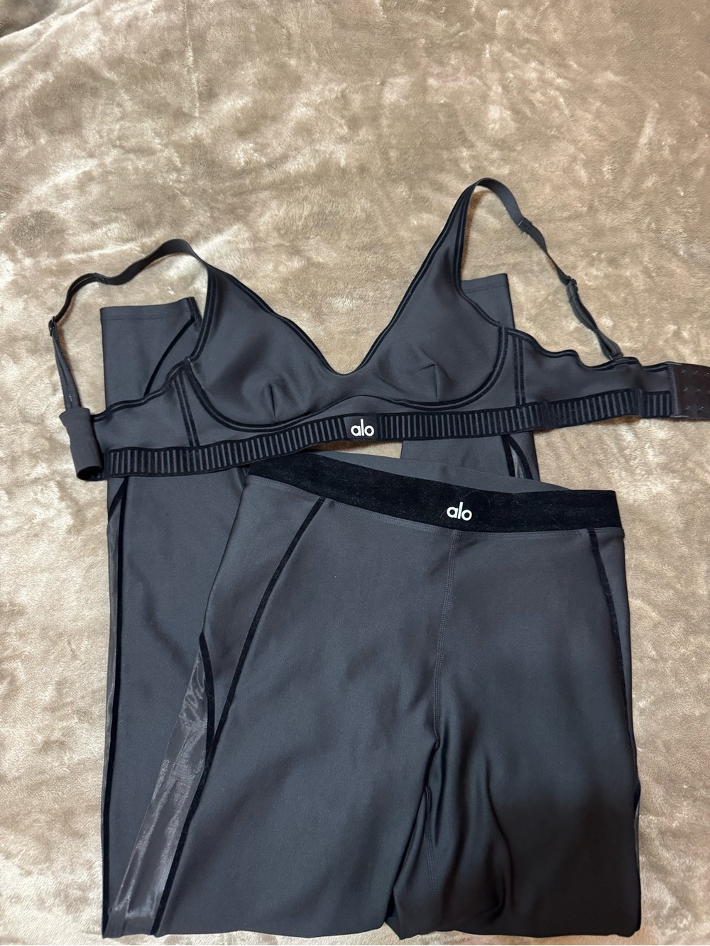 ALO Yoga Black Bralette and Matching Black Leggings Set